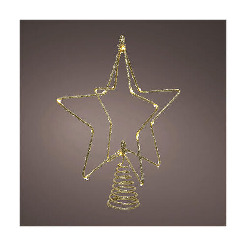 puntale stella luci 20 led 25x20 cm albero di natale