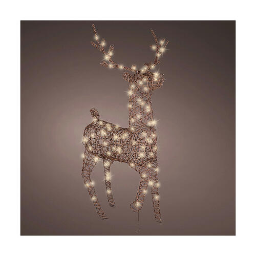 renna in vimini led fisso bianco caldo 150x90 cm