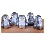 set 5 pinguini luminosi 10x10x15 cm 50 led interno esterno acrilico