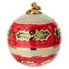 sfera albero natale dellarte ceramiche rossa avorio con agrifoglio 8 cm dipinta a mano