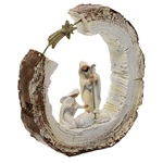 natività stilizzata su tronco con stella resina 20 cm