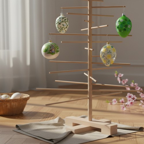 albero pasquale con base in legno