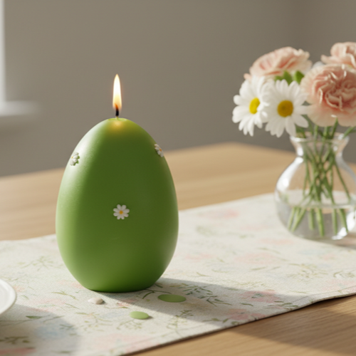 candela uovo verde con margherite