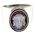 anello argento 925 rodiato con cammeo cristo regolabile