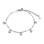 bracciale charm cuori zirconi bianchi acciaio ipoallergenico
