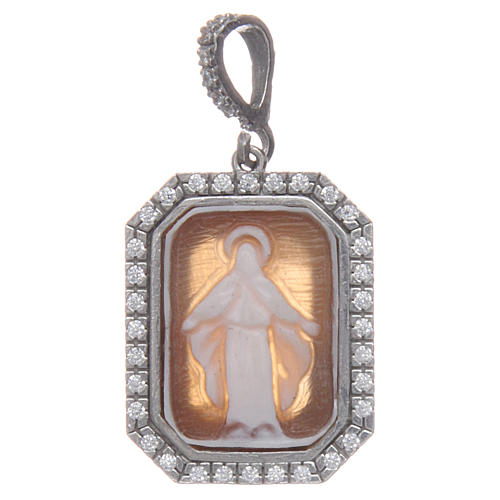 ciondolo argento 925 zirconi e cammeo miracolosa