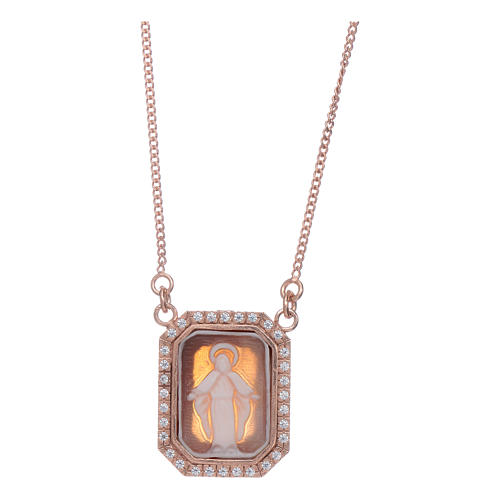girocollo madonna miracolosa cammeo argento rose