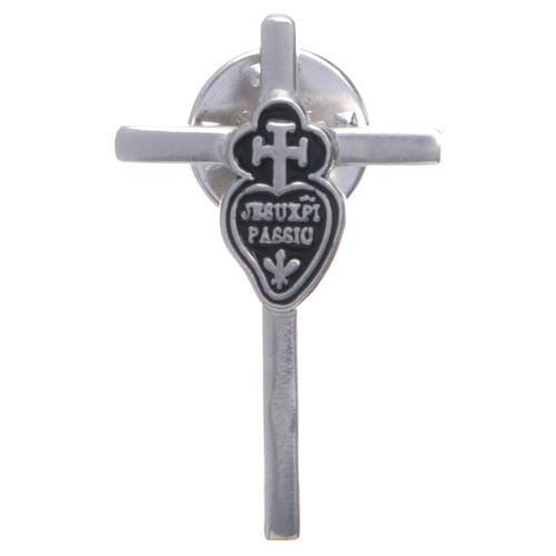 spilla croce stemma passionista argento 800
