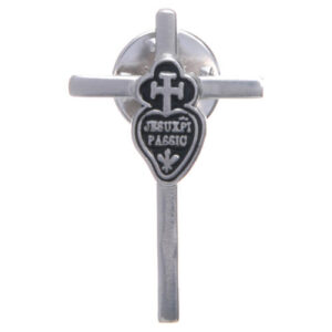 spilla croce stemma passionista argento 800