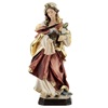 statua di santa veronica in legno con veste rossa e fiori bianchi