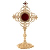 reliquiario croce con zircone rosso ottone dorato