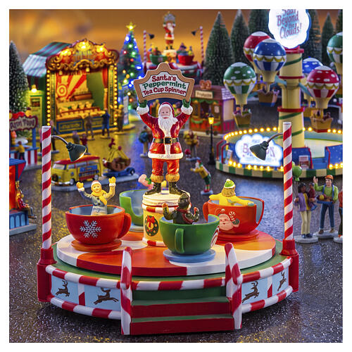 santas peppermint teacup spinner accessorio da tavolo lemax carnival 17x20x18 cm 54446