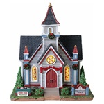 spruce valley church edificio illuminato lemax caddington village 20x18x13 cm 65553